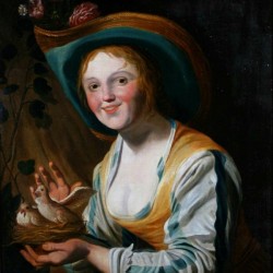 Shepherdess with doves